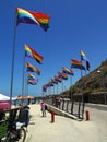 Tel Aviv rainbow flags Royalty Free Stock Photo